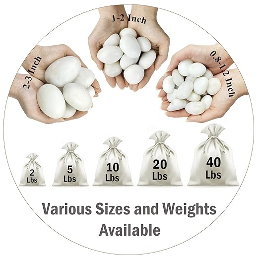 5lbs White Pebbles for Indoor Plants, 0.8-1.2 Inch Smooth White River Rocks for Potted Plants, Decorative Polished Stones for Landscaping Vase Fish Tank and Outdoor Garden Pavers
