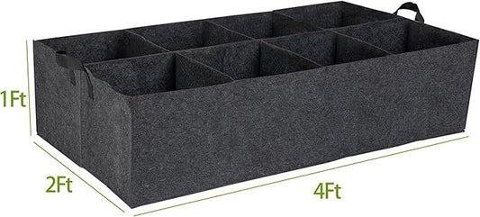 8 Grids Fabric Raised Garden Beds, 4x2x1ft Thickened 400G Square Fabric Grow Bags with Handles,Indoor Outdoor Fabric Plant Pots Planter for Vegetables, Herbs, Flowers