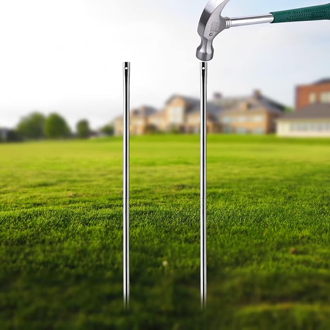 Kichwit 27.6“/2.3ft Metal Stakes for Yard Signs, 5/8 Inch Thick, Stainless Steel, Hardware Included