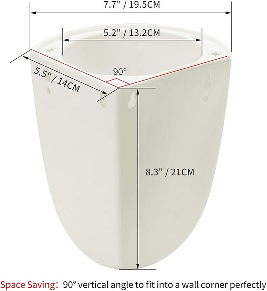 ORIMERC 2 Pack Corner Wall Mounted Hanging Planter Self Watering Triangle Plastic Flower Pot Decorative Modern Plant Vase Container Holder for Succulent Indoor Outdoor Home Office Décor White