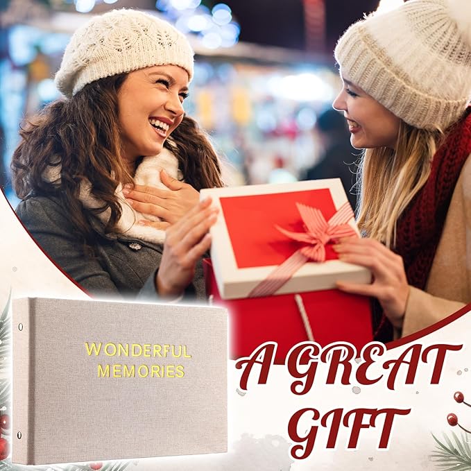 Spiareal Wonderful Memories Card Organizer Set Greeting Card Holder 6 x 8 Inches 100 Pages Stamping Binder Album Display Organization Storage for Memory Greeting Photo Gift