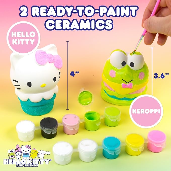 Horizon Group USA Paint Your Own Figurine Kit, DIY Art Project for Kids, Hello Kitty and Friends