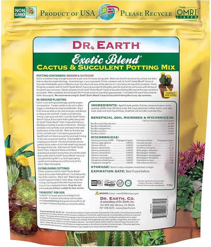Dr. Earth Exotic Blend Cactus & Succulent Potting Mix 8 qt