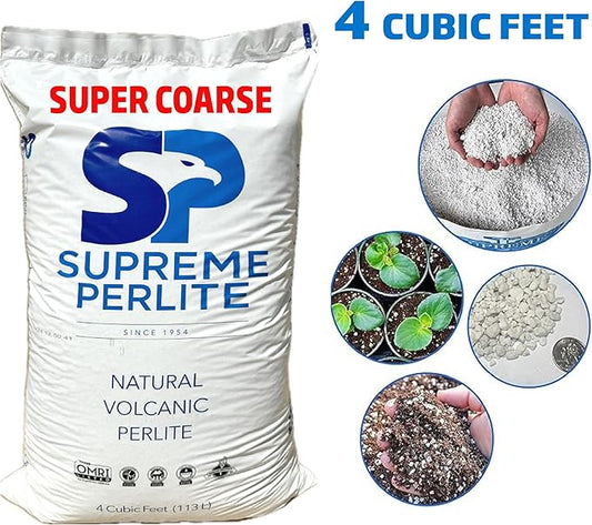 Supreme Perlite Super Coarse Horticultural Grade Expanded Perlite – 4 Cubic Foot – 113 Liters – 103 U.S. Dry Qrts – Indoor & Outdoor Use – OMRI Listed