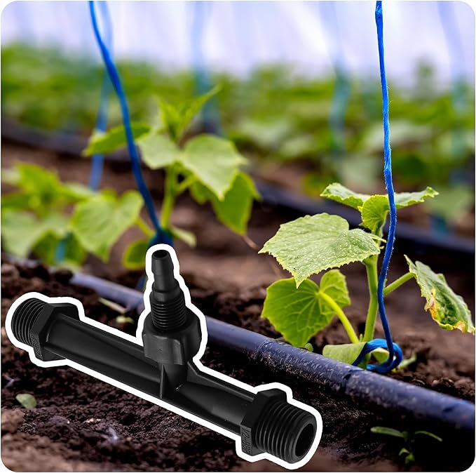 2Pcs 1/2 Inch Venturi Fertilizer Injector, Black Plastic Irrigation Mixer Tube, Agricultural Water System Device for Garden Farm Lawn