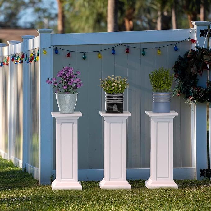 EFU Modern Resin Planters, Outdoor Garden Pots with Drainage, All-Weather for Patio & Lawn Decor (Ashen)