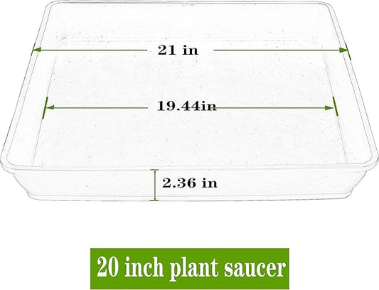 3 Pack Square Plant Saucer 20 22 Inch, Heavy Plastic Water Tray Tor Plants, Planters for Indoors and Outdoors Plants, Deep Plant Trays for Pots, Extra Large Plant Saucers (20 inch, White)