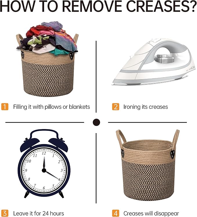 Jute Rope Basket - 12"x12" Woven Plant Pot Cover, Boho Indoor/Outdoor Multifunctional Storage