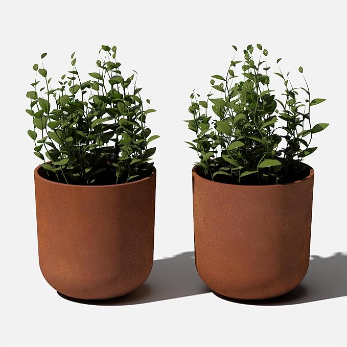 Veradek Patina Series Kona Planter - Round Planter for Outdoor Porch/Garden | Naturally Rusting Planter for All-Weather Use