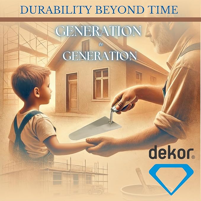 DEKOR Notched Trowel - 18" x 4.75" - Square Notch 5/16" - German Stainless Steel - Tile Tools, Concrete and Drywall Trowel, Made in Europe for DIY & PRofessional Use (Plastic Handle)