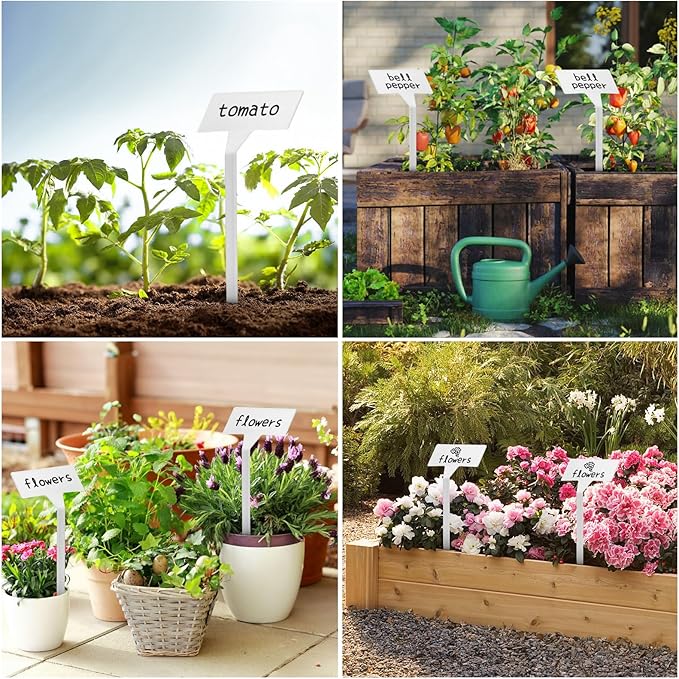 KINGLAKE Large Plant Labels,11.8 Inch Tall Plastic Plant Tags Labels,30 Pcs Nursery Garden Labels Plant Markers for Outdoor Garden Waterproof Plants Tags with Marker Pen
