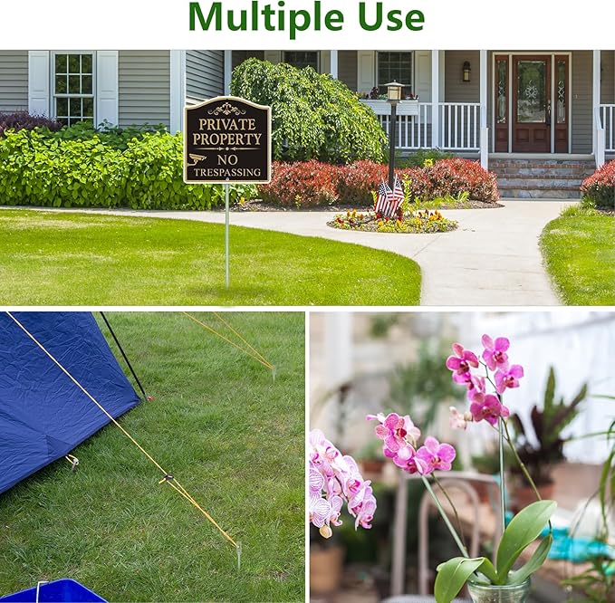 2 Pack Yard Sign Stakes Metal, 16.5 Inch Long Green Paint Stakes Durable Waterproof Windproof for Corrugated Plastic Signs Yard Sign Holder, Hardware Included