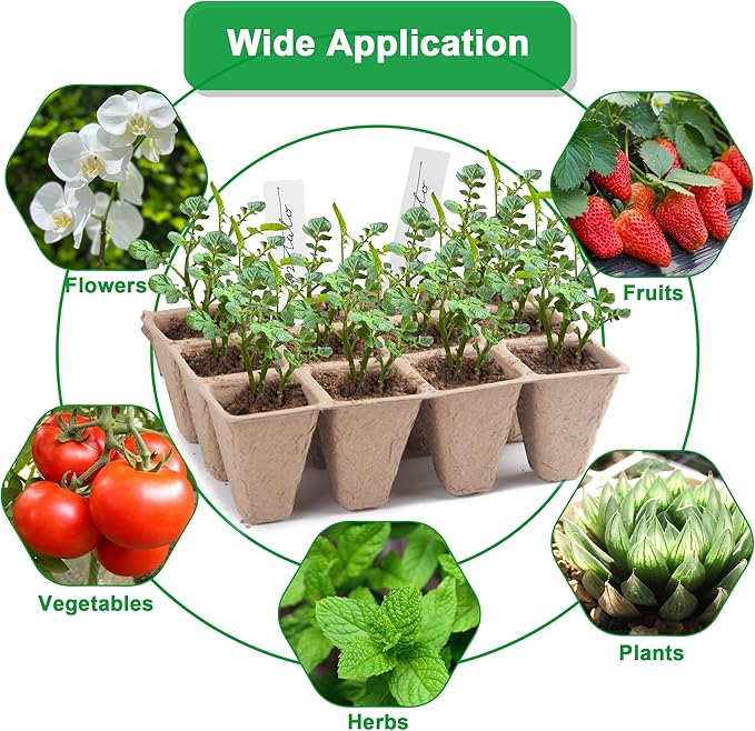 240 Cells Seed Starter Tray Kit, Biodegradable Peat Pots for Seedlings Trays, Plant Starter Seed Germination Kit with 40 Labels and 2 Transplant Tools (20, 240 Cells)