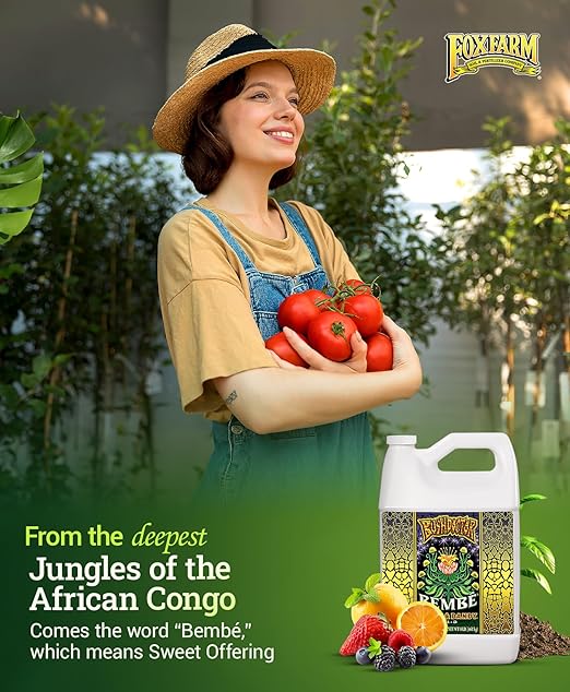 FoxFarm Bush Doctor Bembé Sweet & Dandy Liquid Plant Fertilizer - Boosts Plant Sweetness & Soil Microbes, Complex Nutrient Blend - 0-1-3 PK Fertilizer for In-Ground & Hydroponic Gardens - 1 Gallon