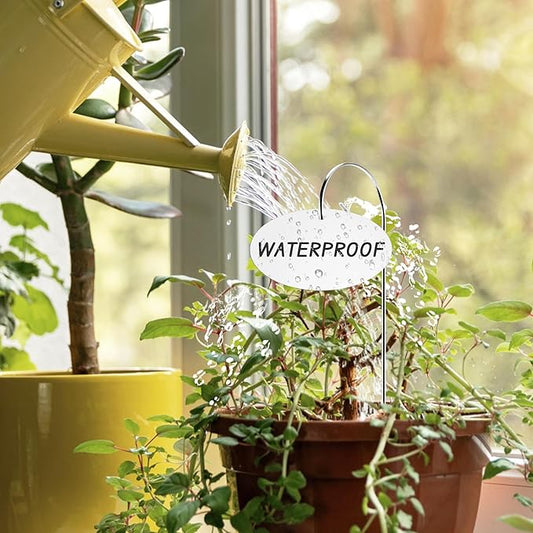 50 Pcs Plant Labels, Acrylic Plant Labels Stainless Steel Stake for Outdoor Garden Waterproof, Plant Tags with Pen for Seed, Potted Plant, Flower