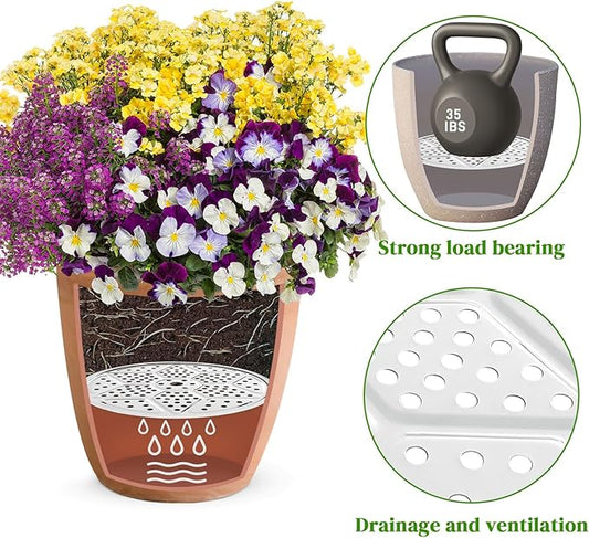 6-Pack 10/11/13-Inch Round Planter Insert, Planter Inserts for large Pots with Drainage Holes, Use Less Potting Soil, Plant Risers for Inside Pots for Tall or Short Planters for Indoor & Outdoor Use