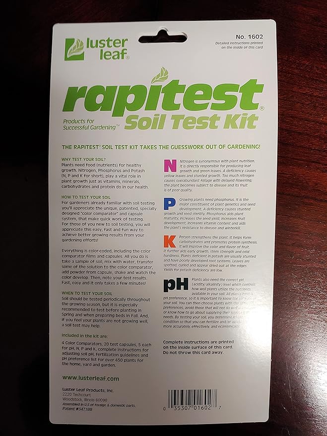 Rapitest Soil Test Kit for Gardens,Vegetables,Flowers and Lawns. USA designed and assembled soiltester completely,quickly & accurately measures/analyzes-soil pH acidity & garden nutrients(Pack of 6)