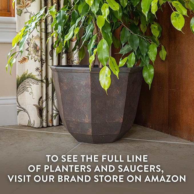 Classic Home and Garden Shaina Planting Pots - Lightweight Indoor & Outdoor Plant Pots - UV-Resistant Resin Flower Pots - Pot Planters for Flowers & Herbs (15” Northern Lights)