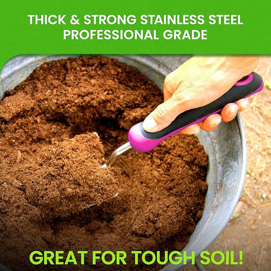 Garden Guru Super Strong Garden Trowel Hand Shovel - Stainless Steel - Rust Resistant - Ergonomic Grip - Perfect Tool for Gardening, Weeding, Transplanting and Digging in Garden Beds (Pink 2 Pack)
