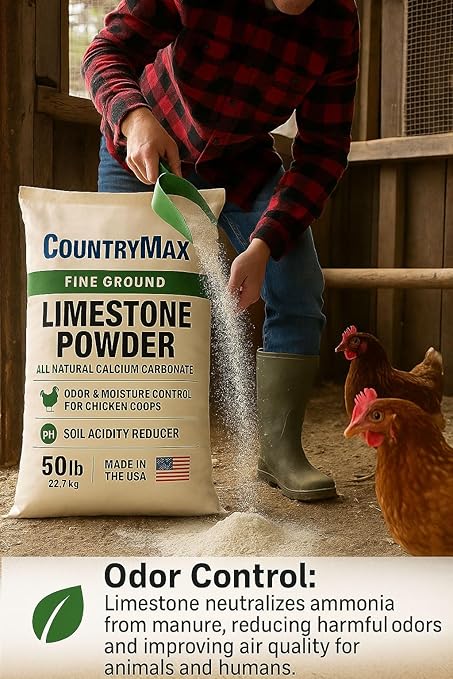 Fine Ground Limestone Powder 50 lb – All-Natural Calcium Carbonate for Lawns, Gardens, Chicken Coops, Odor Control, Soil pH, and Agriculture – Soft White Lime Rock Dust