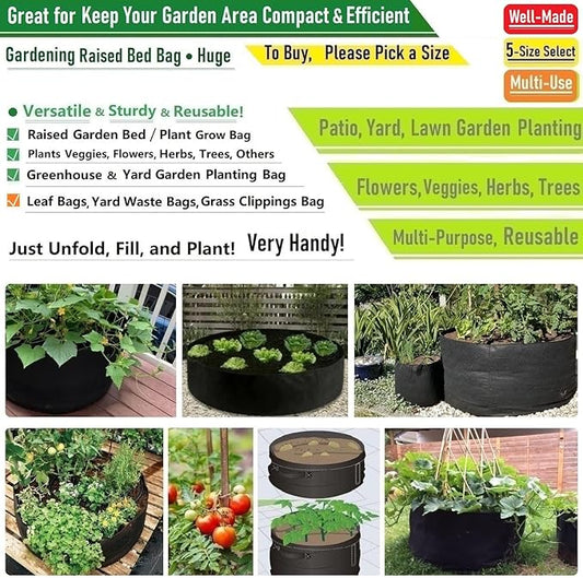 200 Gallon Big Raised Garden Bed Bag (50x24 inch) Large Plant Grow Bag for Tomato,Potato Planter,Herbs Veggies Planter,Flower Bed,Plant Container,Yard Waste,Lawn Debris,Leaf Bag with Gardening Gloves