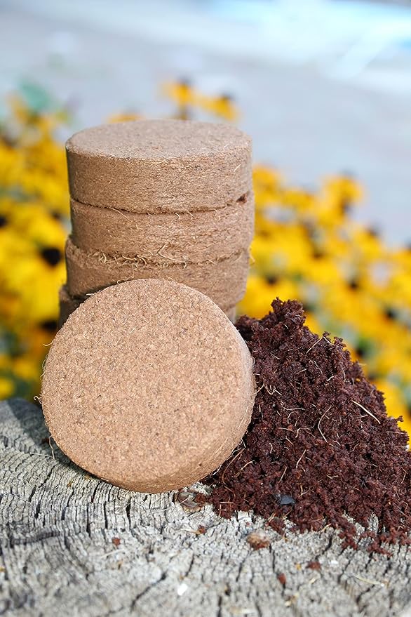 Coco Coir Discs (50mm, 50-Pack) - Organic Coconut Disc for Plants - Seed Starting Discs - Seedling Soil for House Plants, Potting Soil, Indoor Gardens - Organic Coco Coir - Compressed Coconut Pellets