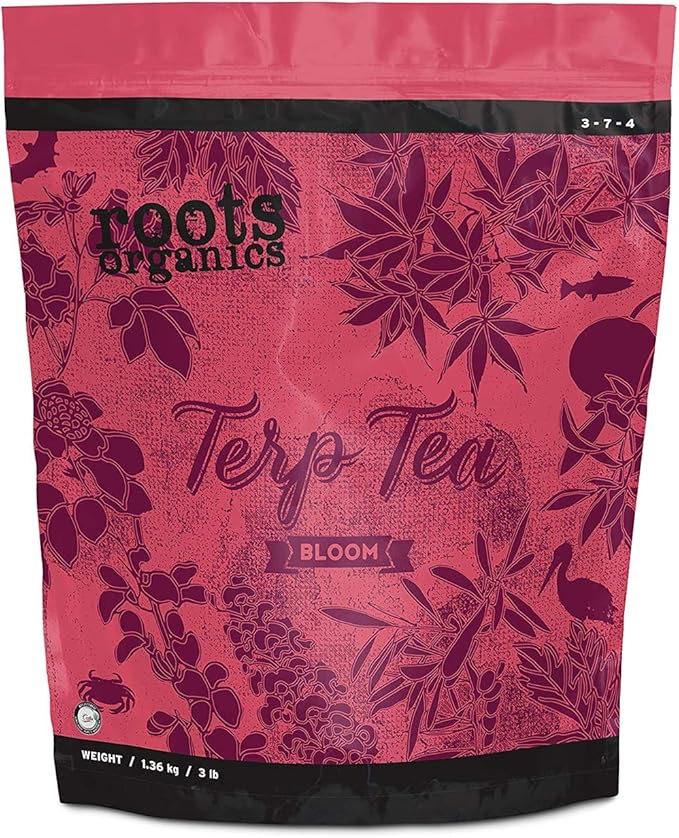 Roots Organics Terp Tea Bloom Natural Dry Gardening Fertilizer Micronized Flowering Nutrient for Large and Small Gardens, 3 Pound Bag