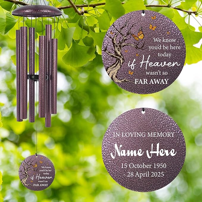 Cardinal Sympathy Wind Chimes Personalized, Windchimes in Memory of a Loved One/Mother, Sympathy Gifts Wind Chimes for Funeral Bereavement Condolences, Memorial Wind Chime, Produced in USA