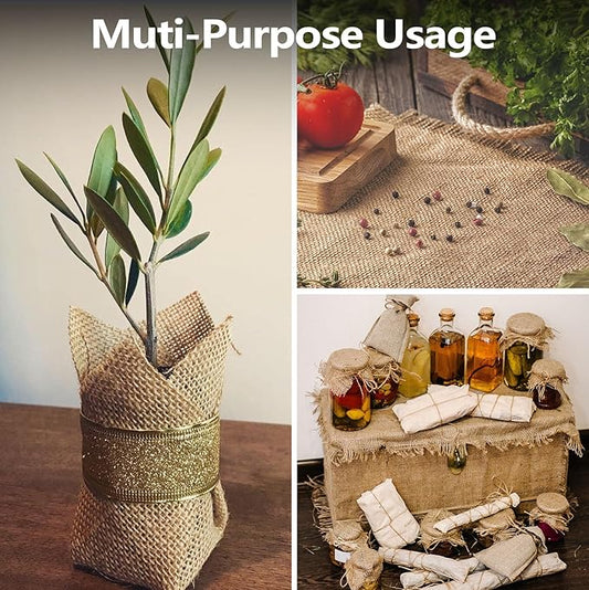 60" x 50 feet Burlap Fabric Roll – Multipurpose Burlap Tree Wrap, Natural Jute Garden Fabric for Outdoor Plant Cover, Weed Barrier Cloth, Landscaping, DIY Crafts, Gardening & Rustic Party Decor