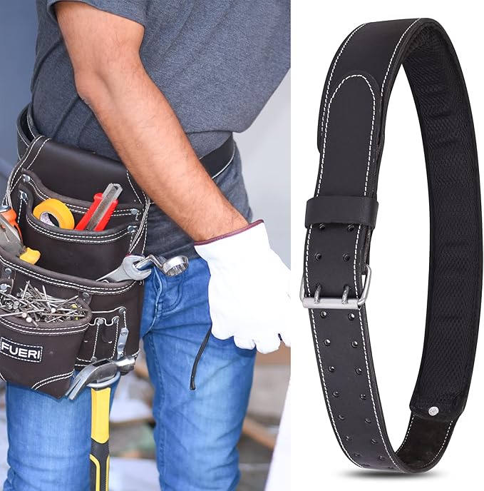 FUERI Premium Leather Tool Belt Carpenter Electrician Framer Mechanic Worker Tools Belts for Men Consturction Bags Pouches