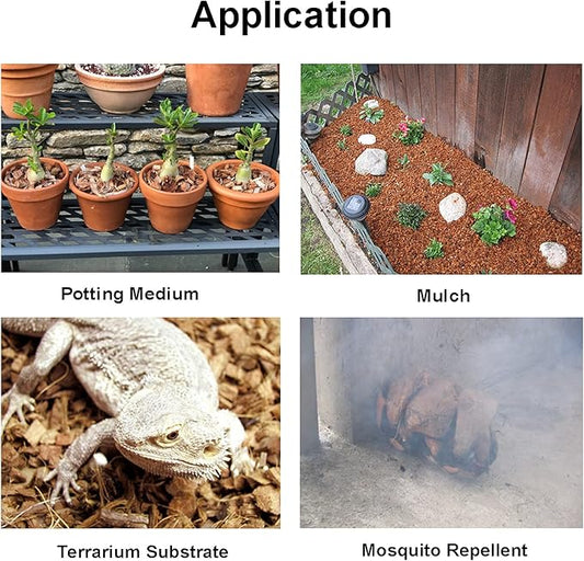 Compressed Coconut Husk Chips 9lbs - Expandable Substrate Block, Coco Coir Fiber Mulch, Reptile Bedding, Potting Soil Mix for Indoor & Outdoor Applications.