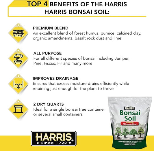 Harris Bonsai Soil, All Purpose Premium Blend for Outstanding Growth, 2qt