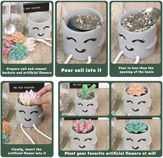 Uguisu Long Leg Planter, Cute Leg Hanging Smiley Planter, Small Plant Pot, Succulent Planters, Cement Pot, Decor Indoor Planters, Mini Succulent Pot (Gray/2pcs-No Drainage Hole-No Plant)