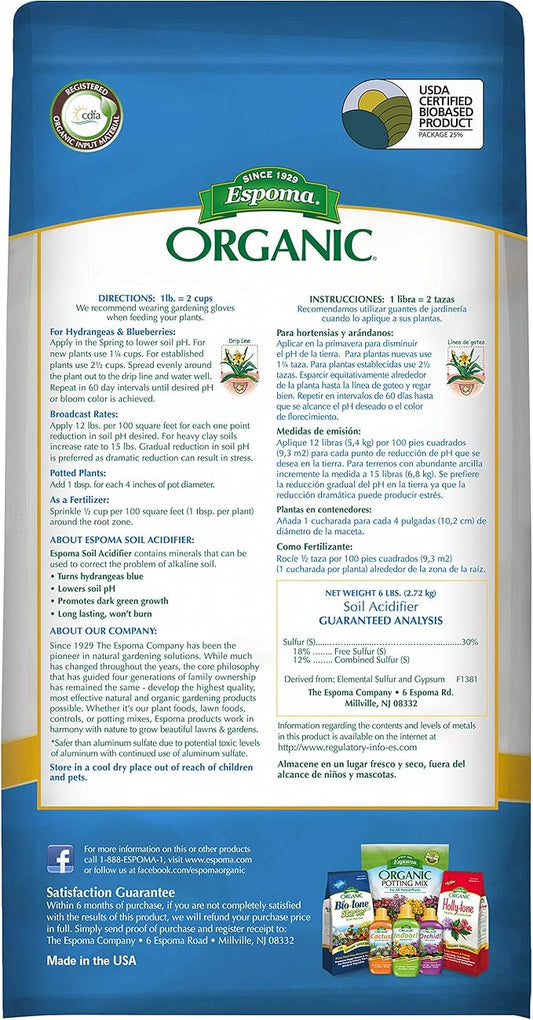 Espoma Organic Soil Acidifier 6 Lb.