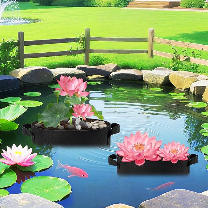4 Gallon Lily Plant Pots for Pond, 6 Pack Aquatic Planter Thickened Fabric Felt Pots with Handles, Durable Breathe Reusable Plant Grow Bag for Aquatic Plants, Flower, Carrot, Potato, Tomota