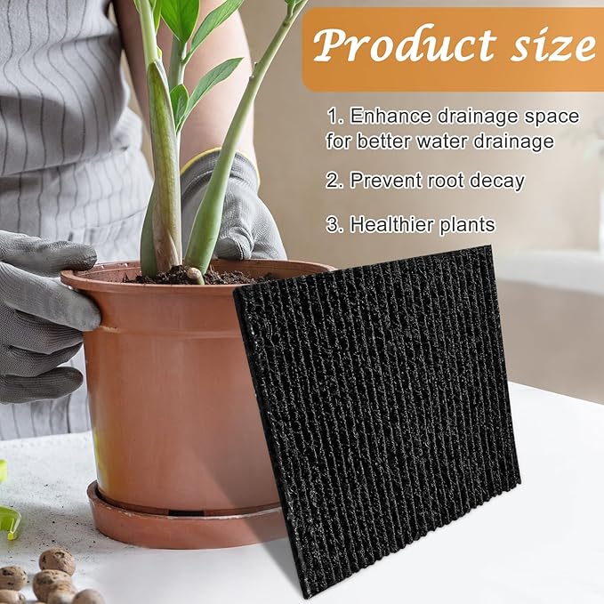 6Pcs Pot Mesh Drainage Discs Double Layer Plant Pot Hole Insert Pads Cutable Bonsai Pot Bottom Grid Mat Mesh Reusable for Indoor Outdoor Potted Plant Prevent Soil Loss Keep Roots Healthy 6.3inch