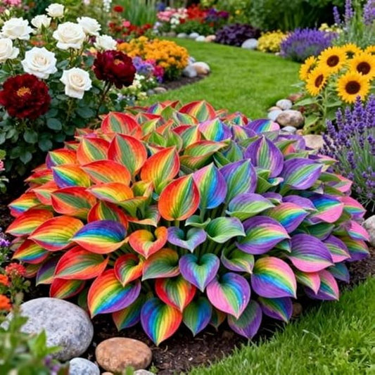 355+ Rainbow Hosta Seeds Heart Shaped Leaves, Hostas Seed for Planting Drought Tolerant Colorful Hosta Plants Outdoor Garden