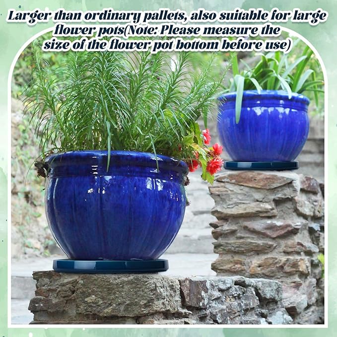 2 Pcs 7 Inch Ceramic Plant Saucer for Indoor Outdoor Round Flower Pot Drip Trays Blue Flower Drainage Glazed Pots Base for Holding Water Drips Soil