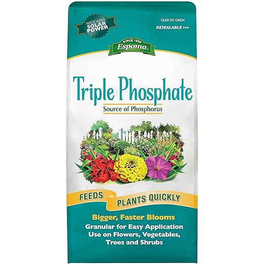 Espoma Triple Phosphate Fertilizer 0-45-0, 6.5lb. Bag; Promotes Root Growth and Blooming in All Flowering Plants, Trees, Shrubs, and Vegetables. Granular for Easy Application. Pack of Three