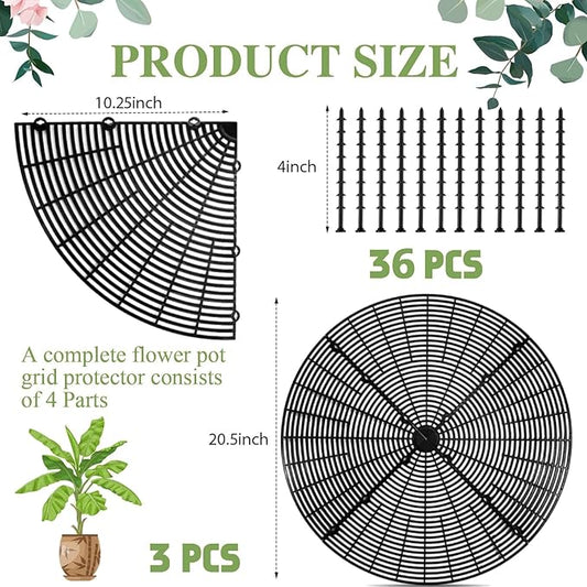 Sawysine 3 Pcs Plant Pot Cover Plant Protector from Animal Flower Pot Grid with Center Cutout Flower Cover Soil Protectors(Black,20.5 in)