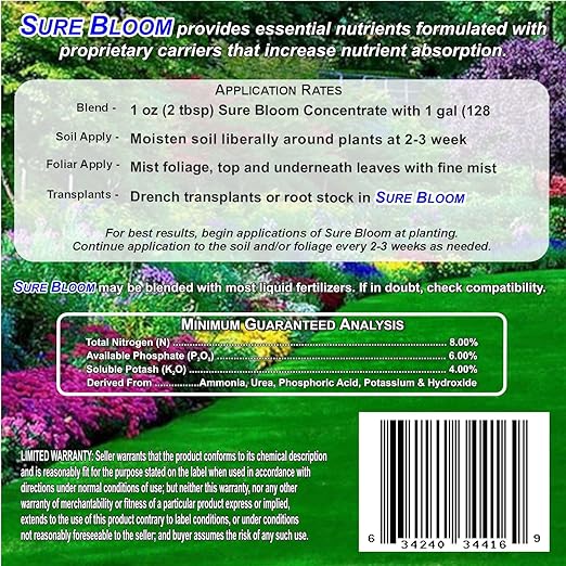Sure Bloom Concentrated Plant Nutrition, 8-6-4 Formula, 1 Gallon Plant Food for Indoor and Outdoor Plants