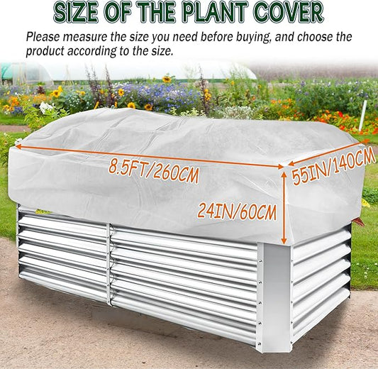 Rectangular Plant Cover Frost Big Size for 8×4×2FT Non Woven Fabric Garden Bed Cover with Zip Drawstring for Winter Cover Protection,Raised Beds Protect Plant Vegetable from Winter Frost