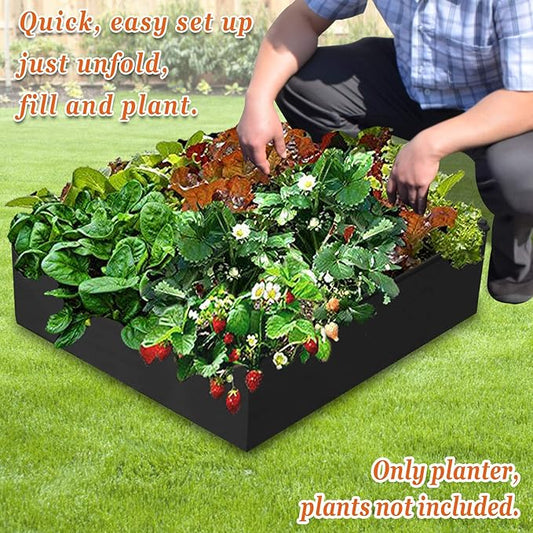 Strong Camel Fabric Raised Garden Bed Outdoor Patio Vegetable Flower Tub Raised Planter (Black)