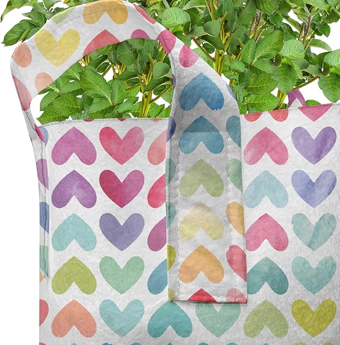 Ambesonne Moroccan Grow Bags 5-Pack, Moorish Star Pattern, Heavyduty Fabric Pots with Handles for Plants, Blue White