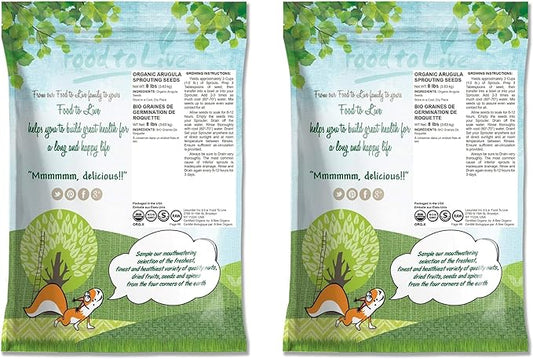 Food to Live Organic Arugula Sprouting Seeds,16 Pounds – Non-GMO, Kosher, Great for Sprouting and Planting, High Germination Rate, Vegan Superfood, Bulk, Microgreens and Plants for Salads, San