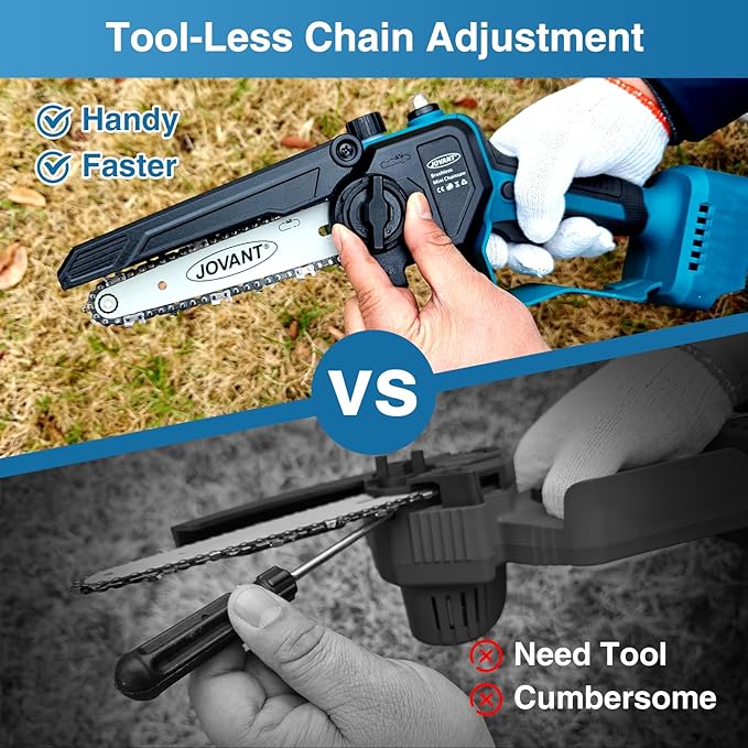 6 Inch Cordless Chainsaw Battery Powered Handheld Lightweight Tree Branches and Wood Pruning Power Tools, Portable Electric Mini Chain saw for Home, Garden and Outdoor use with 2 * 2000mAh Batteries