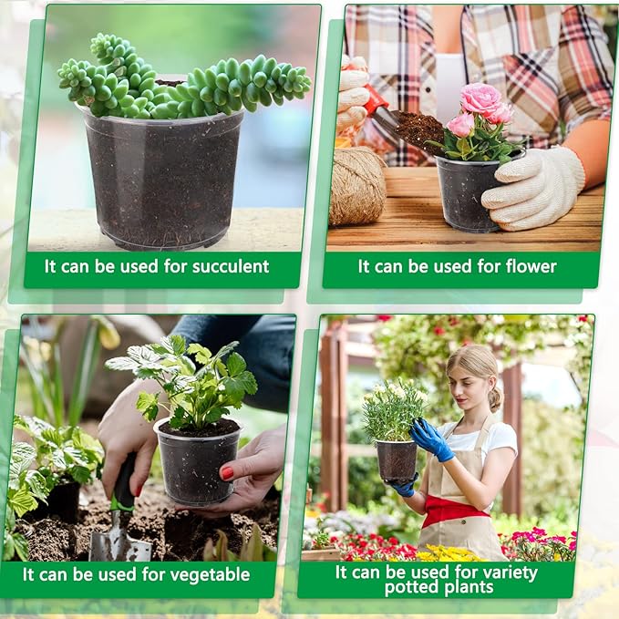 28 Pack 4/5/6/7 Inch Clear Nursery Pots for Plants with Drainage Holes, Clear Plastic Seedling Flower Plant Pot Insert, Seed Starter Pots