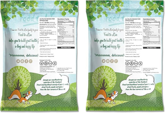 Food to Live Alfalfa Seeds for Sprouting, 20 Pounds – Edible Seeds, Pure, Vegan, Kosher, Bulk. Rich in Vitamin K & C. High Germitation Rate. Grow Sprouts, and Microgreens for Salad, Sandwiches, Rolls.