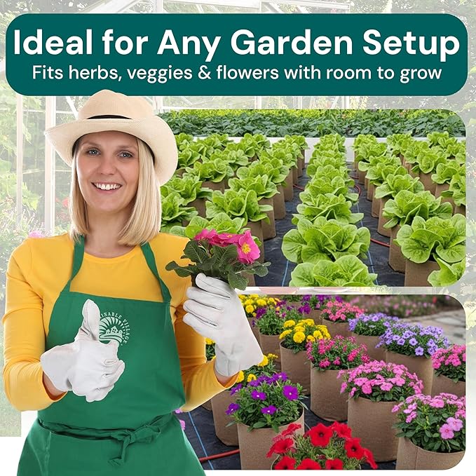 Sustainable Village Grow Bags - 1-Gallon Bottomless Fabric Pots for Plants for Indoor and Outdoor Use - Breathable Design for Healthier Roots- 20 Pack