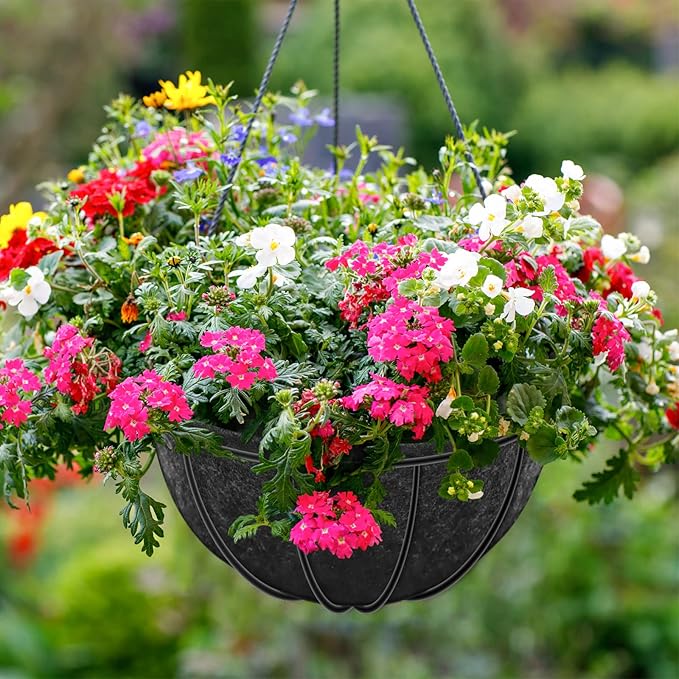 Riare 2 Pack 12 Inch Round Fabric Planter Basket Liner- Hanging Basket Liners Replacement Coco Fiber Liner Alternative for Hanging Basket Flowers (Prevent Birds from Nesting)